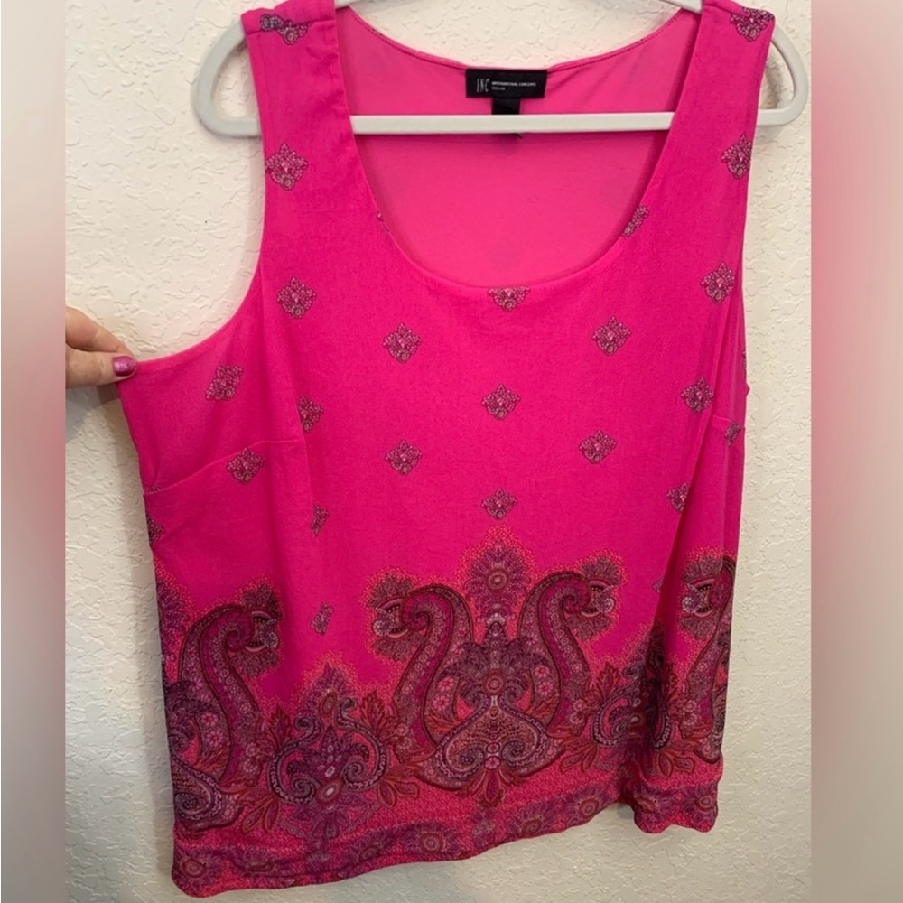 INC International Concepts Pink Paisley Tank Top
